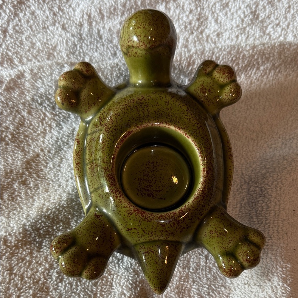 PartyLite Olive Green Turtle Candle Holder